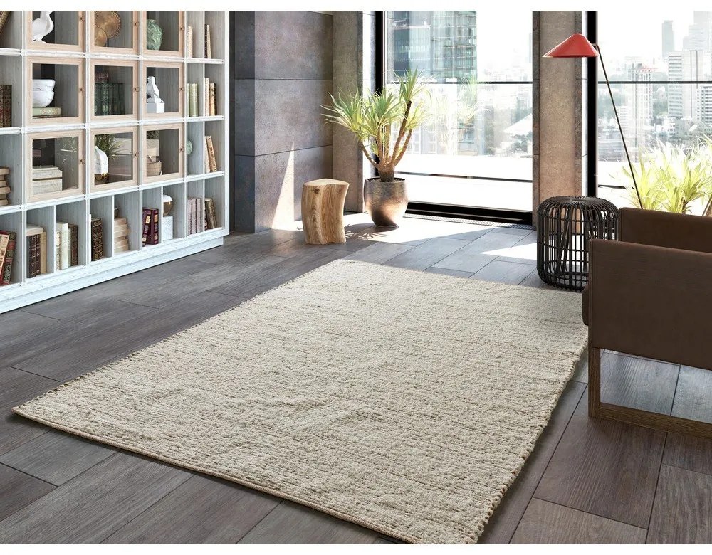 Tappeto beige in cotone tessuto a mano 120x170 cm Reimagine – Universal