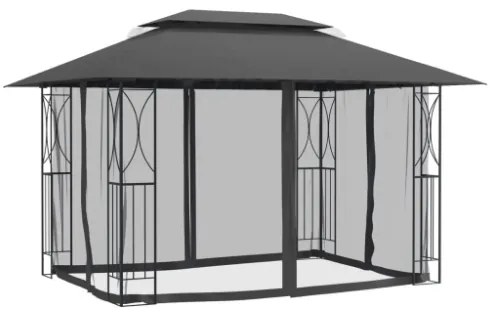 Gazebo con Pareti Laterali Antracite 400x300x270 cm Acciaio