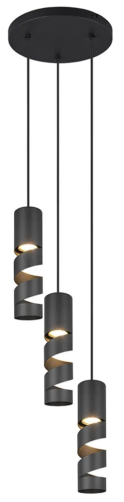 Lampada a sospensione moderna nera a 3 luci - Stream