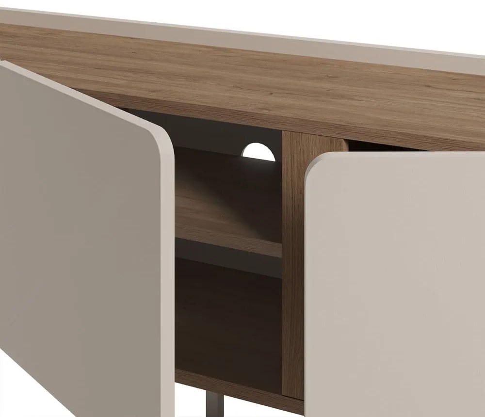 Mobile TV effetto rovere in colore crema-naturale 140x53x35 cm Lucile - Marckeric