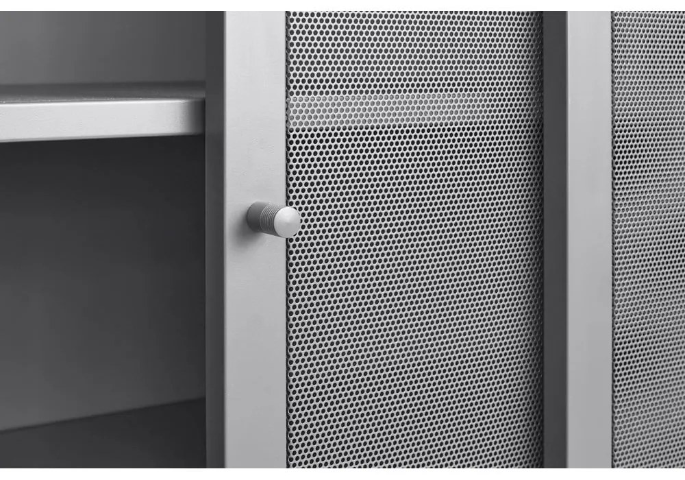 Armadietto grigio in metallo con ante scorrevoli 90x140x40 cm Veep – Unique Furniture