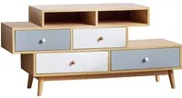 Credenza Marrone 4 Cassetti 2 ripiani Design asimmetrico scandinavo