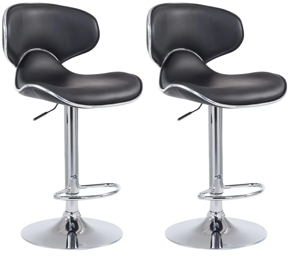 Set Di 2 Sgabelli Da Bar Las Vegas İn Ecopelle Con Design Moderno E Massimo Comfort / Schwarz / Chrom