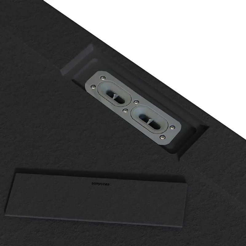 Piatto doccia SANYCCES in resina Siena nero L 70 x L 100 cm opaco effetto pietra