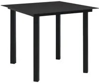 Tavolo da Giardino Nero 80x80x74 cm in Acciaio e Vetro cod mxl 34507