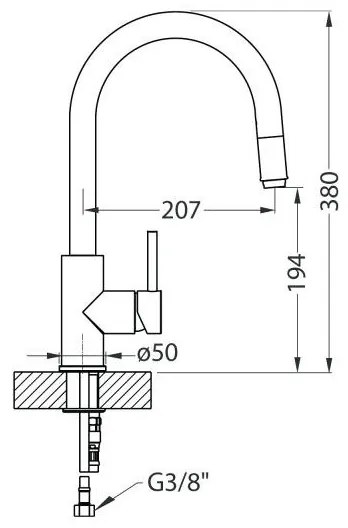 ALVEUS 1129020 - Rubinetto lavello con doccetta estraibile DELOS 38 cm granito/beige