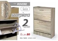 Scarpiera olmo due ribalte con due divisori cm 63 x 24 x 80 h