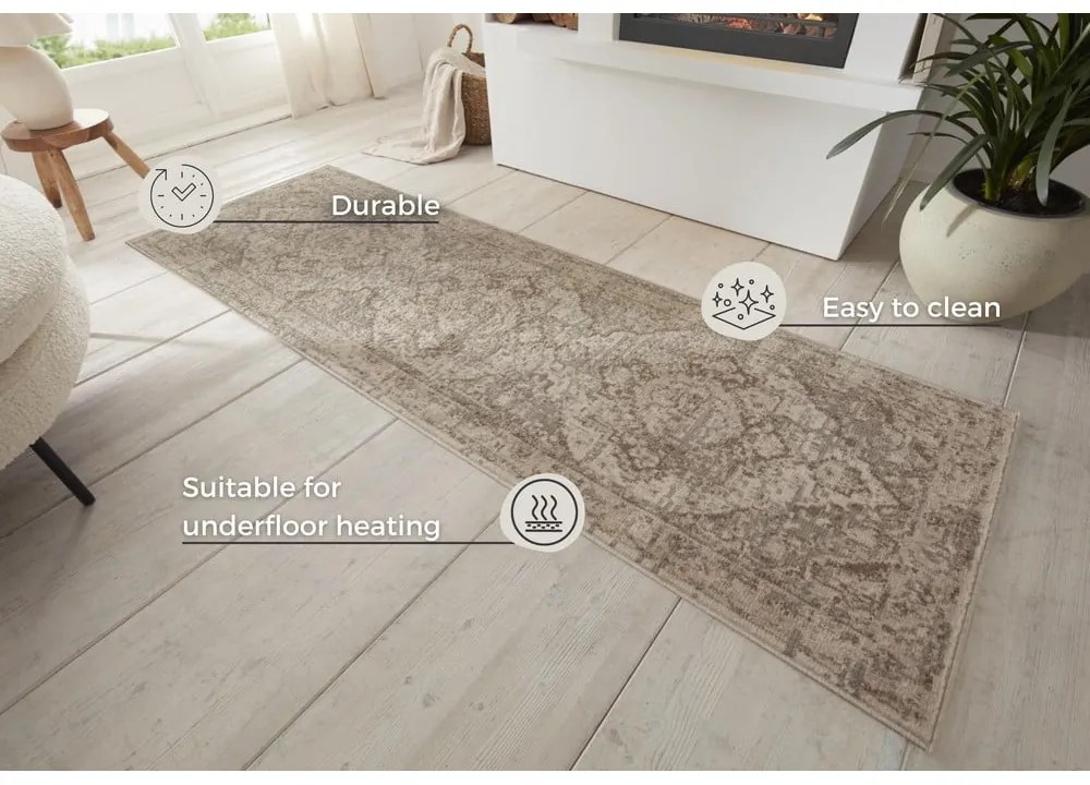 Passatoia beige/color crema 80x200 cm Terrain Designer Sand – Hanse Home
