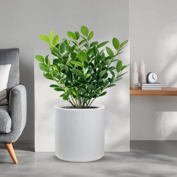 Vaso in resina da esterno interno tondo cilindrico d.36x35h Modigliani Bianco