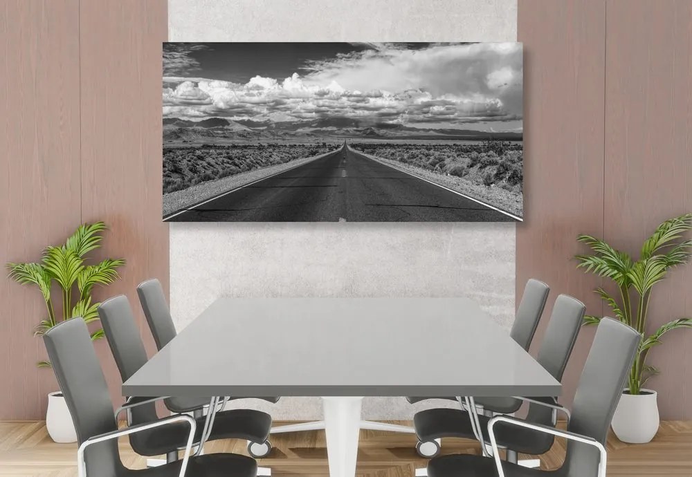 Quadro su tela – Sentiero nel deserto in bianco e nero