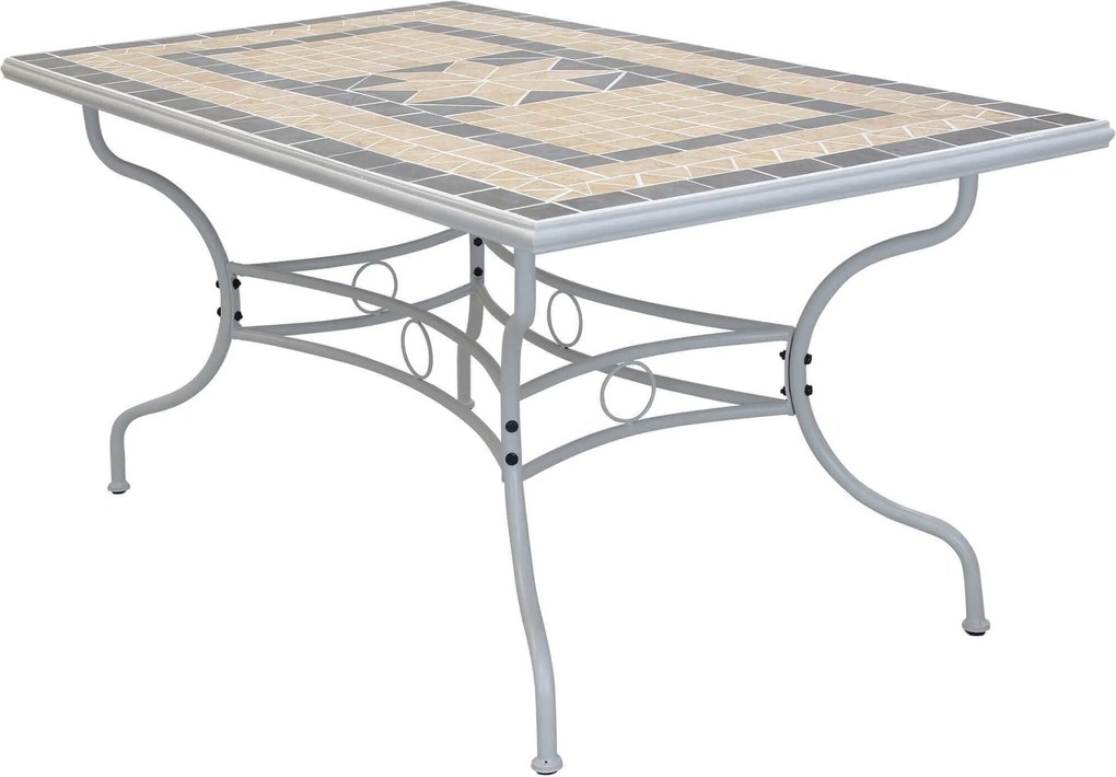 VENTUS - set tavolo in ferro cm 160 x 90 x 74 h con 6 sedie Ventus