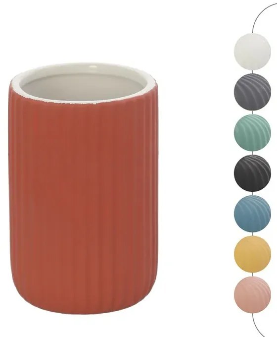 Portaspazzolini bagno dappoggio rosso in ceramica soft touch Spring