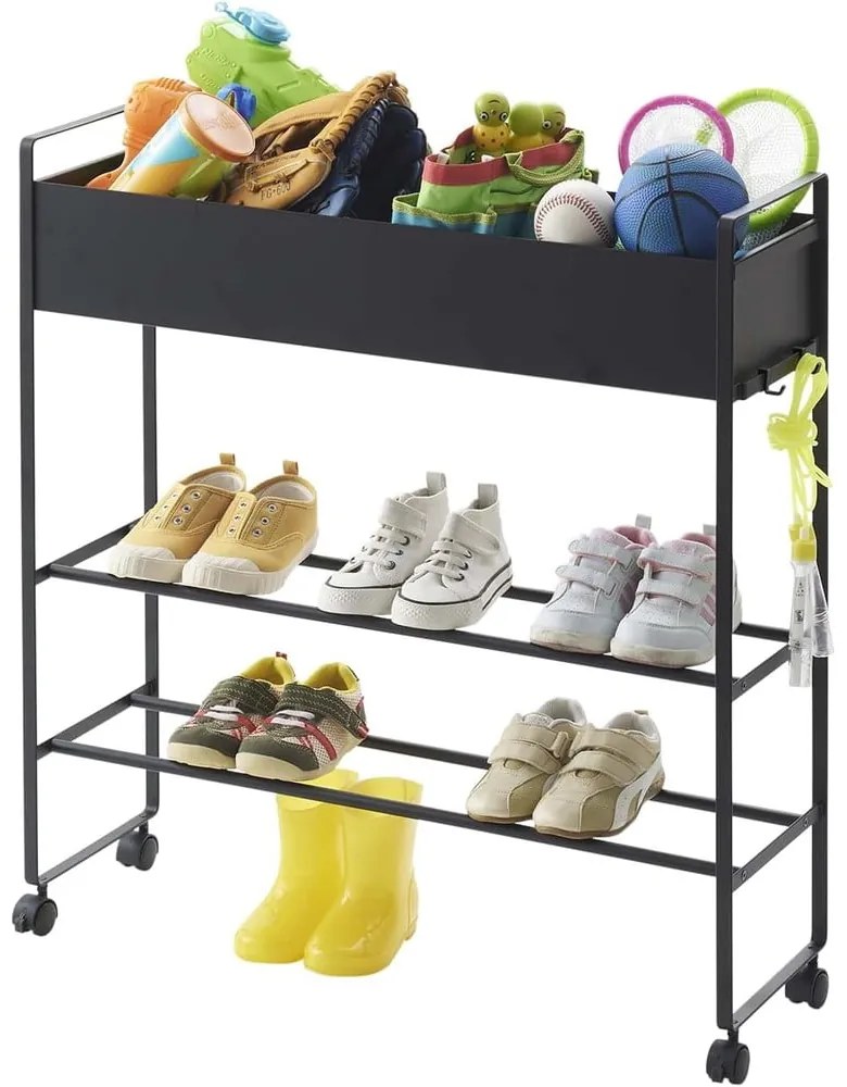 Scarpiera da bambini in metallo nero 74,5x74,5x22 cm Tower - YAMAZAKI