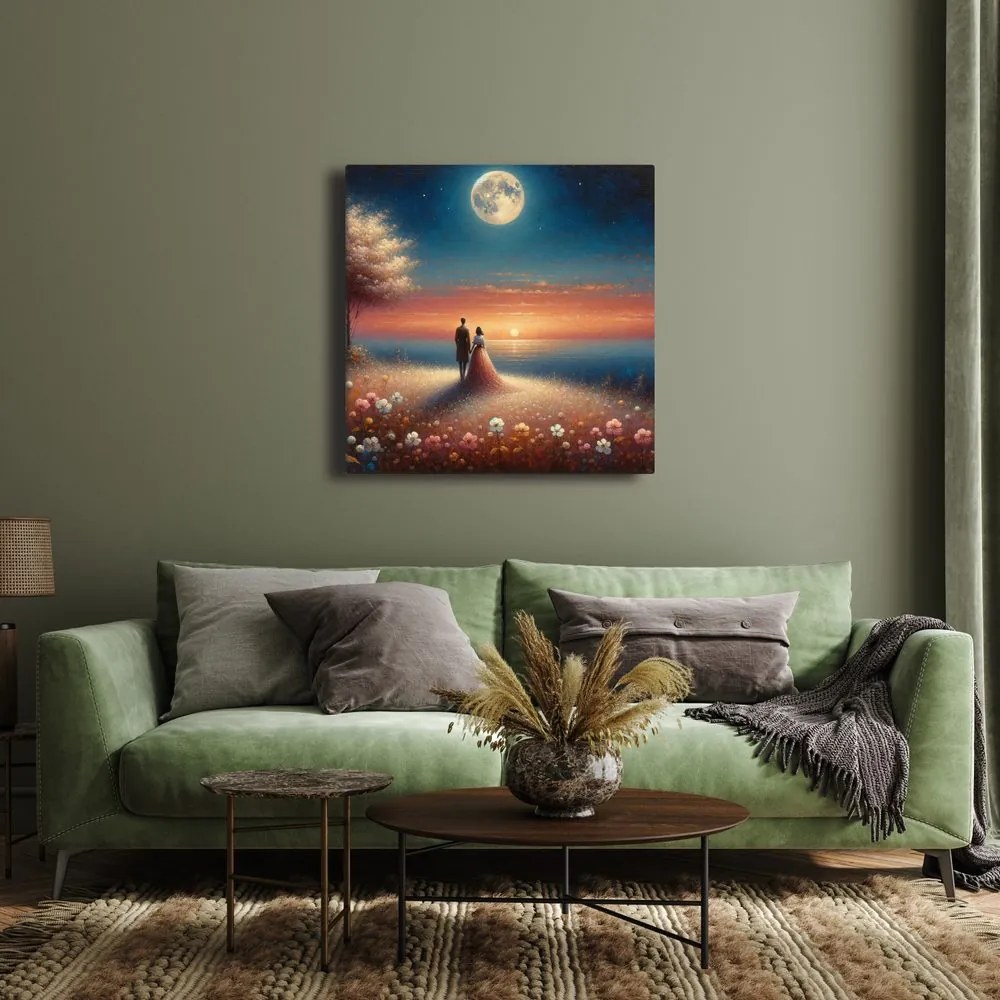 Quadro su tela – Passeggiata romantica tra i fiori
