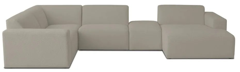 Divano angolare marrone chiaro in tessuto bouclé (a U) Roxy - Scandic