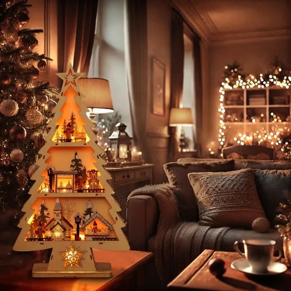 Brilagi - Decorazione natalizia a LED, albero, alimentazione 3xAA