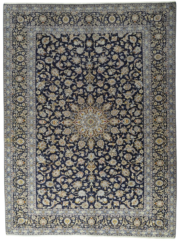 Kashan Tappeto persiano 390x300 Blu (Iran) Annodato A Mano