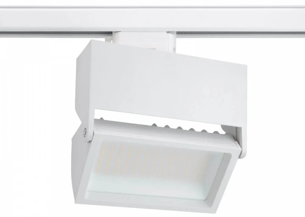 Faro LED 44W Rettangolare per Binario Trifase, 100°, Bianco con driver Philips No Flickering CRI92 Colore Bianco Caldo 3.000K