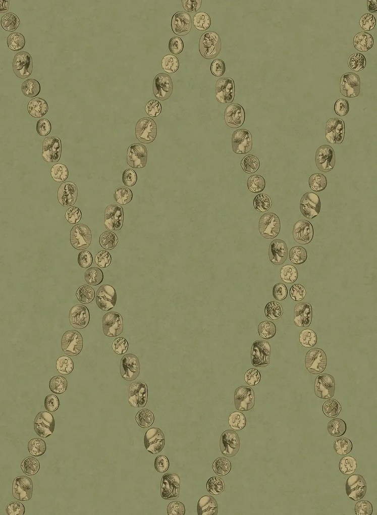 Cole & Son Carta da parati Cammei - Antique Gold on Olive