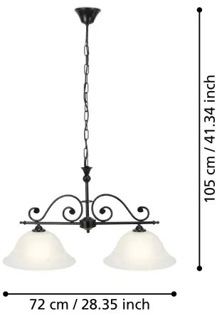 Eglo 91004 - Lampadario a sospensione con catena MURCIA 2xE27/60W/230V
