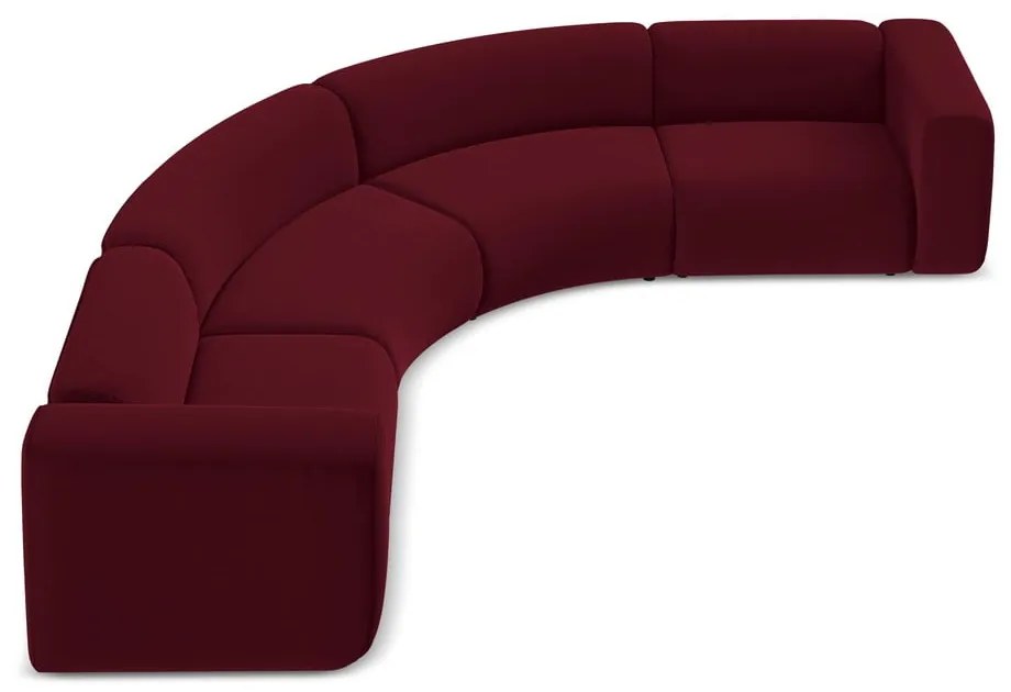 Divano angolare burgundy con rivestimento in velluto Ekahi – Makamii