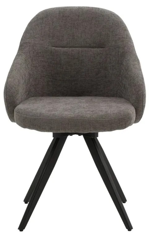 Set di sedie girevoli COVENT in tessuto grigio e gambe in metallo nero, con braccioli