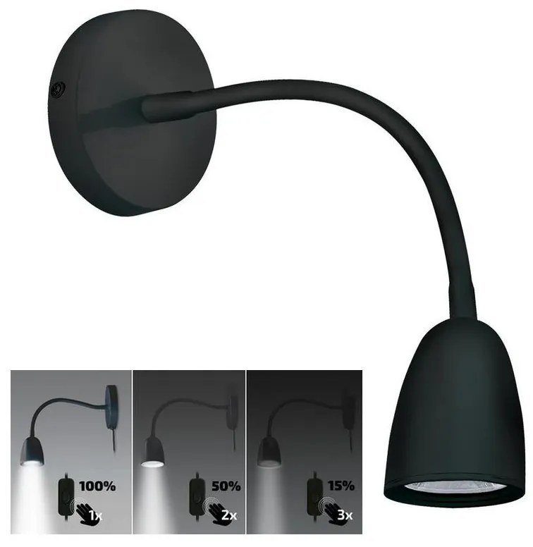 Brilagi - Lampada LED da parete dimmerabile LED/4W/230V nera