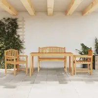 Set da Pranzo per Giardino 4 pz in Legno Massello di Teakcod mxl 117986