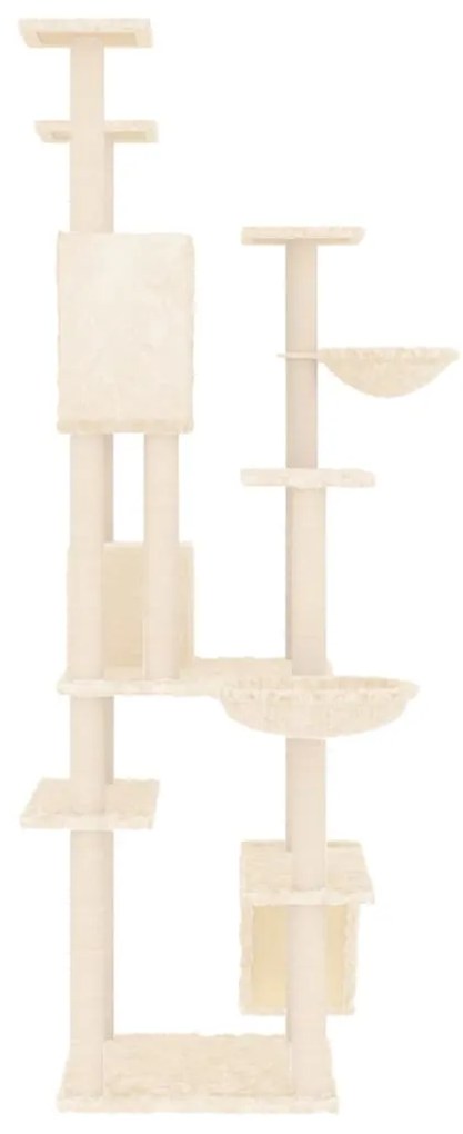 Albero per gatti con tiragraffi in sisal crema 191 cm