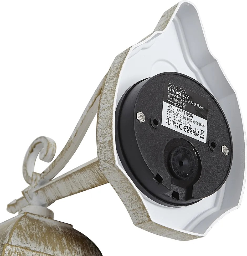 Lanterna da parete vintage da esterno beige con oro antico IP44 - Antigua Down