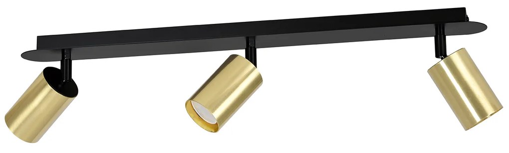 Plafoniera Spot Faretti Regolabili 3 Luci Guanyin A Cilindro In Acciaio Nero E Oro