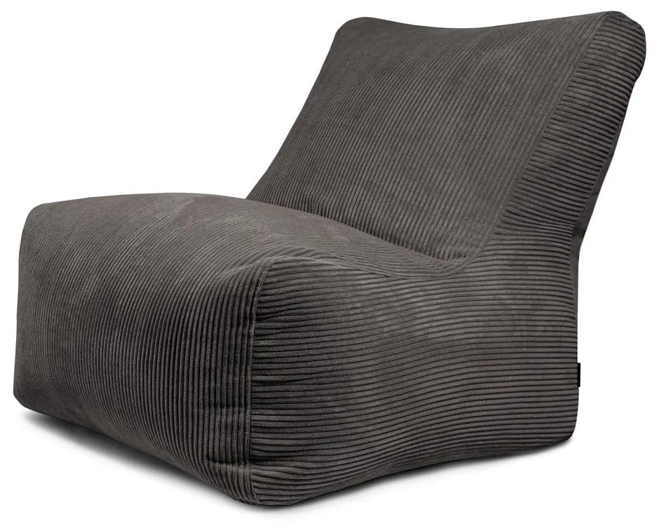 Puof a sacco grigio scuro con rivestimento in velluto a coste Seat 100 Lounge – SLOWDOWN