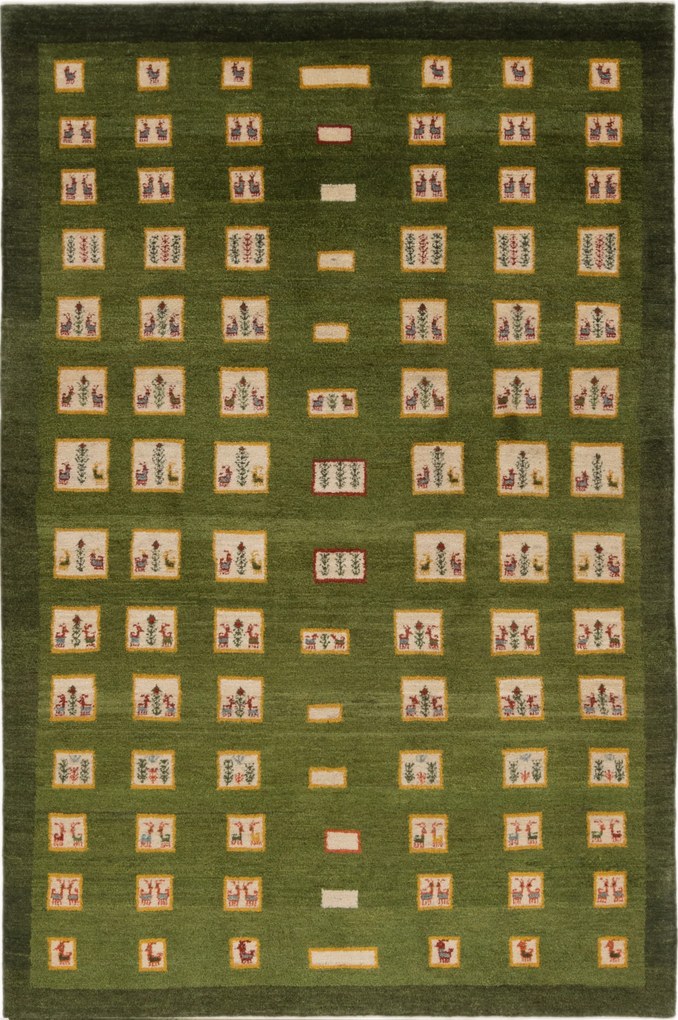 Gabbeh Tappeto 300 x 200 Verde (Iran) Annodato A Mano