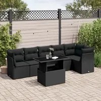 Set Divani da Giardino con Cuscini 7pz Nero Polyrattan 3266595