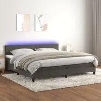 Letto a Molle con Materasso e LED Grigio Scuro 200x200 cm 3134484