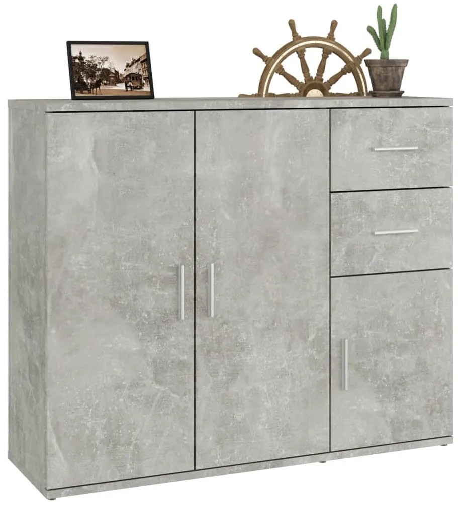 Credenza grigio cemento 91x29,5x75 cm in legno multistrato