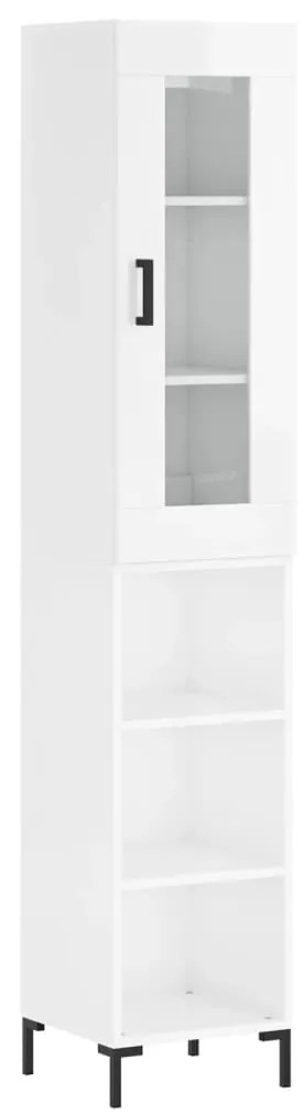 Credenza 34,5x34x180 cm in legno multistrato bianco lucido