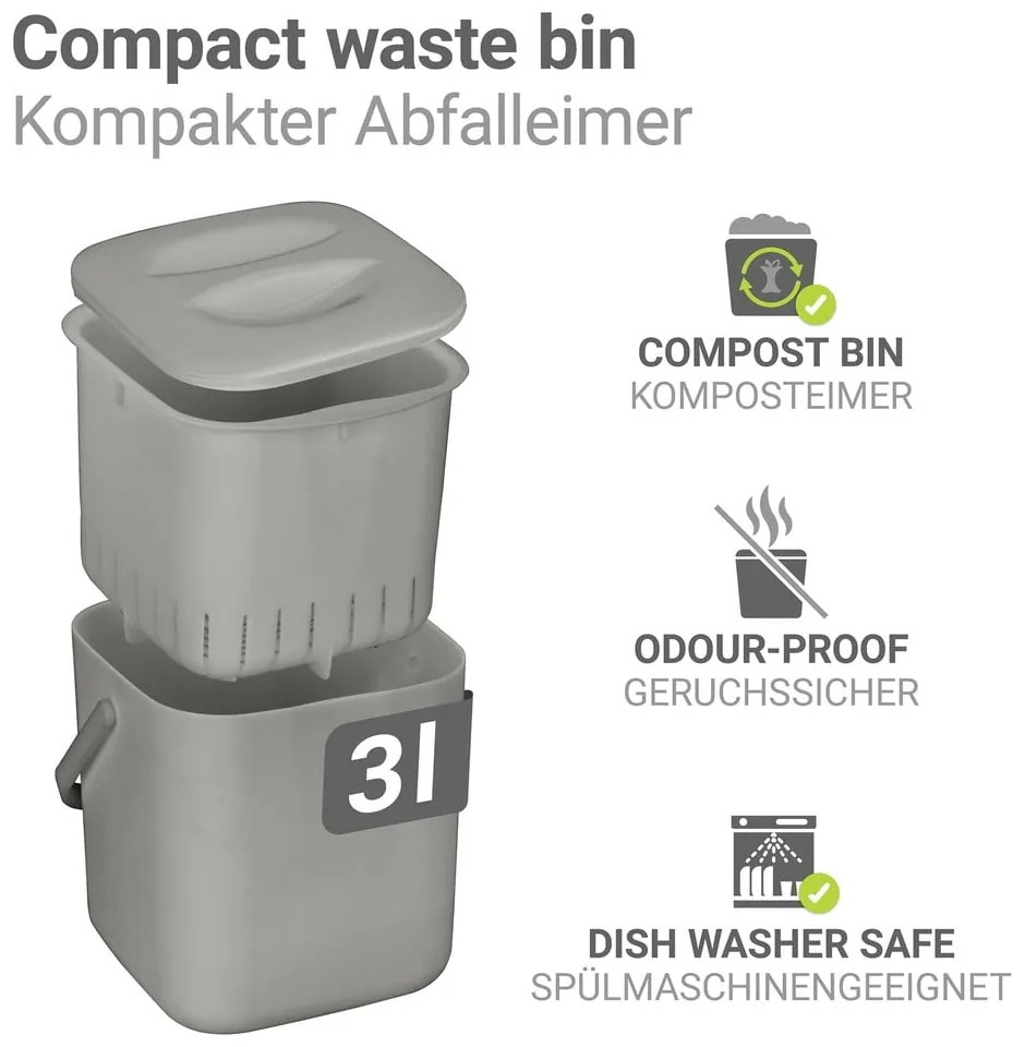 Bidone per l'umido grigio chiaro 3 l Conny – Wenko