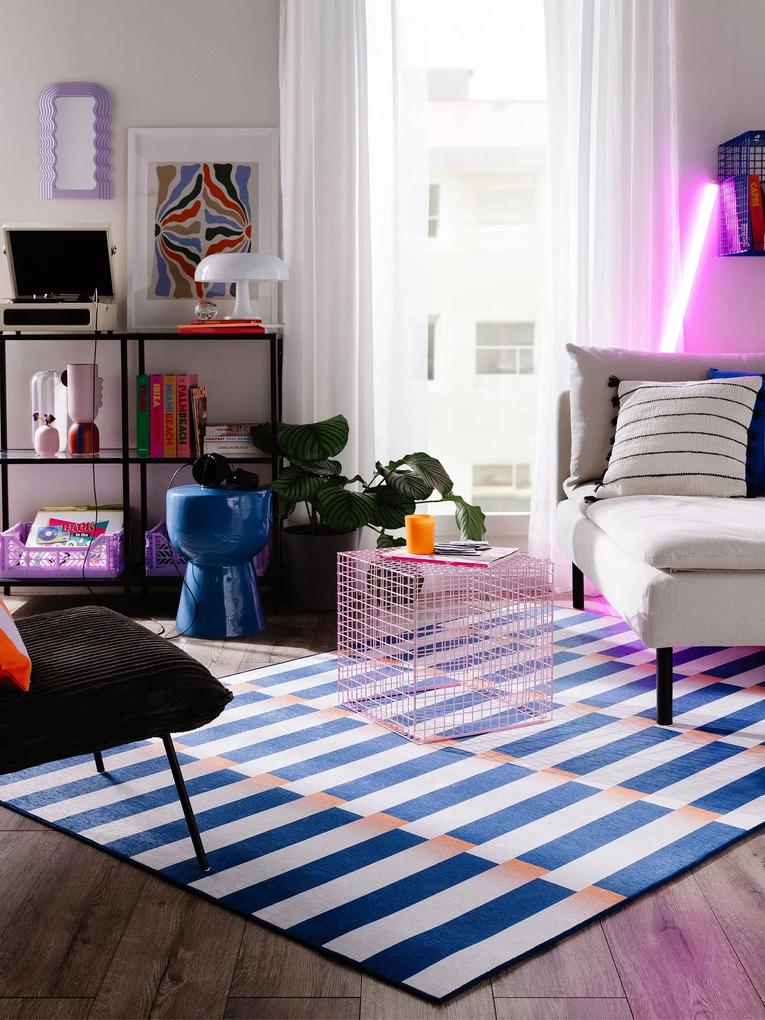 benuta Pop Tappeto a tessitura piatta Rory Azzuro 160x230 cm - Tappeto design moderno soggiorno
