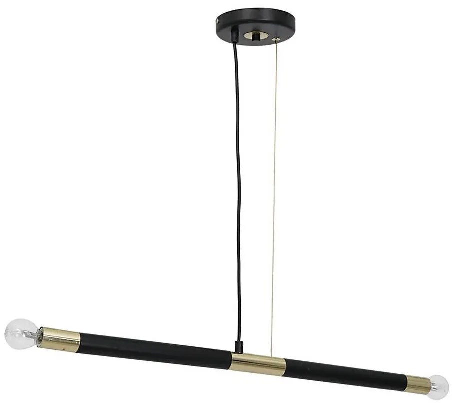 Lampadario a sospensione con filo BASTONE 2xE14/40W/230V nero/oro