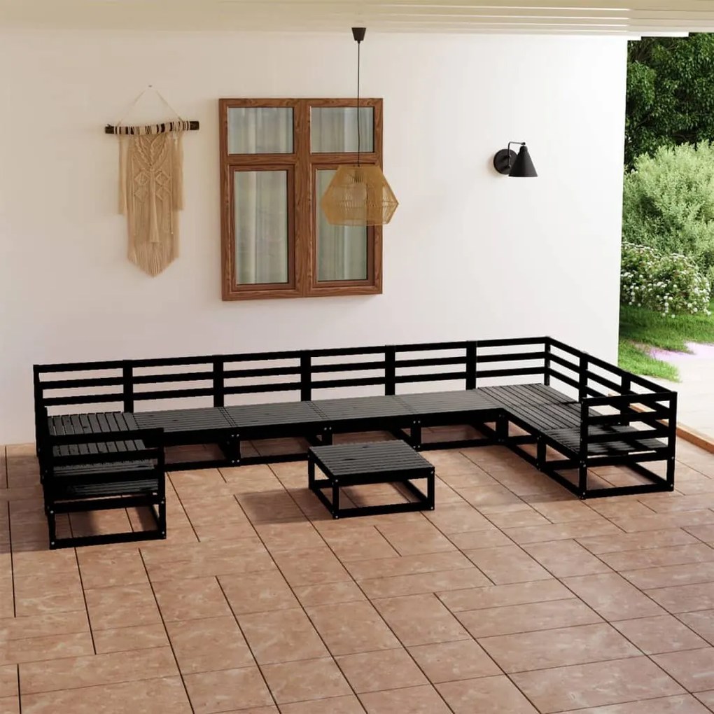 Set divani da giardino 11 pz in legno massello di pino