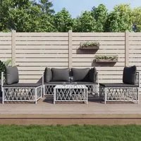 Set Salotto da Giardino 5 pz con Cuscini in Acciaio Bianco 3186836