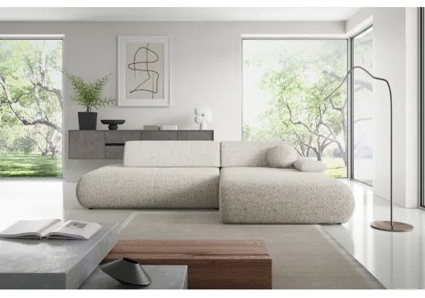 Divano letto angolare con contenitore a L PRATO, angolo destro, beige