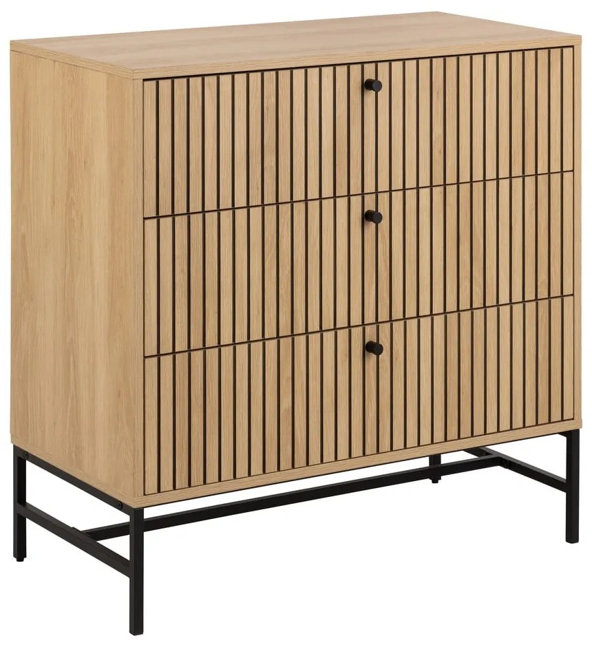 Cassettiera effetto rovere in colore naturale 81x80x40 cm Albany - Actona