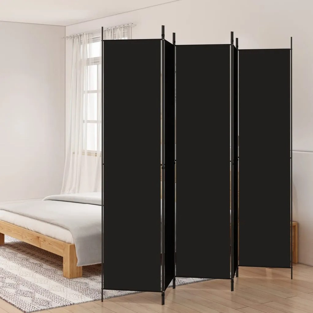 Divisorio 5 Pannelli Nero 250x220 Cm Tessuto /