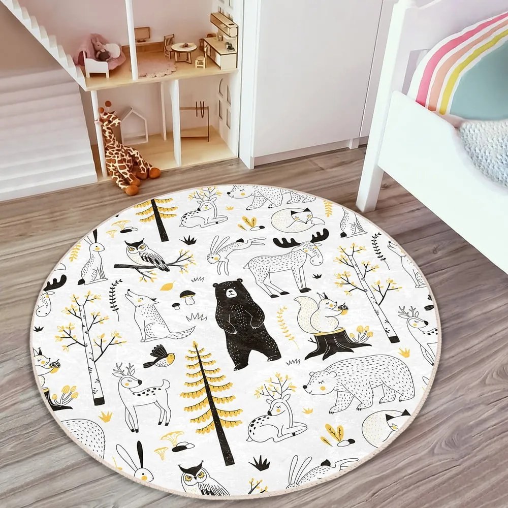 Tappeto per bambini giallo e bianco ø 120 cm Comfort - Mila Home