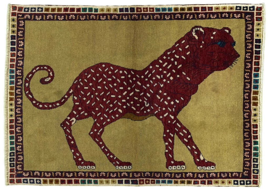 Gabbeh Tappeto 110 x 160 Giallo (Iran) Annodato A Mano