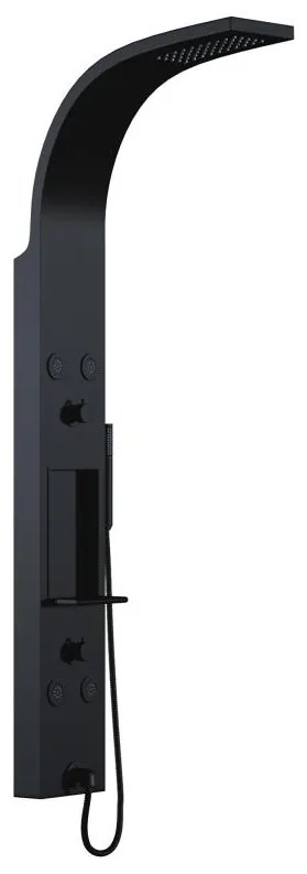 Colonna doccia idromassaggio con ripiani 20 x 140 cm Nero opaco - ROANA
