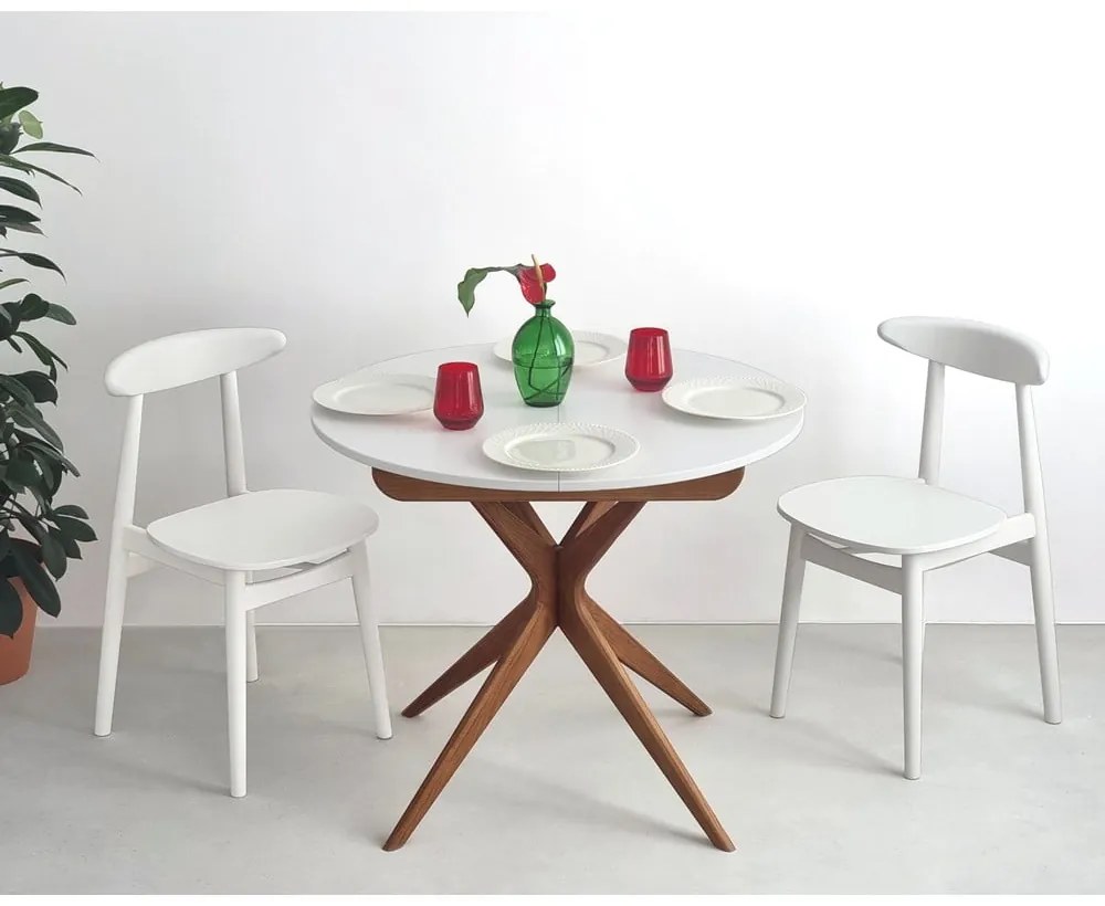 Tavolo da pranzo rotondo allungabile con estensione ø 90 cm Jubi – Ragaba