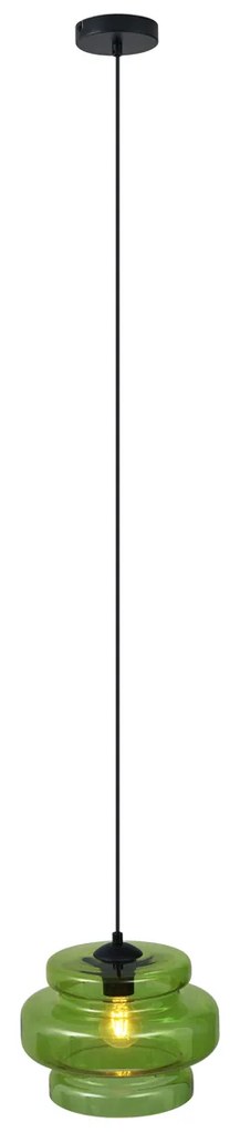 Lampada a sospensione retrò nera con vetro verde - Denise